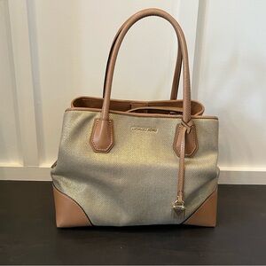 Michael Kors Gold and Tan Tote Bag